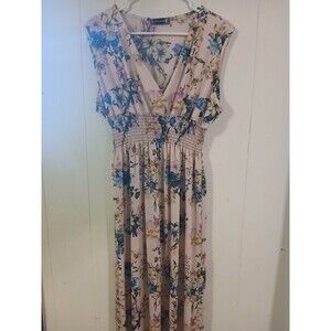 Anna Morgan Floral Maxi Dress Pink Size 2X Feminine Floral Boho Cottage